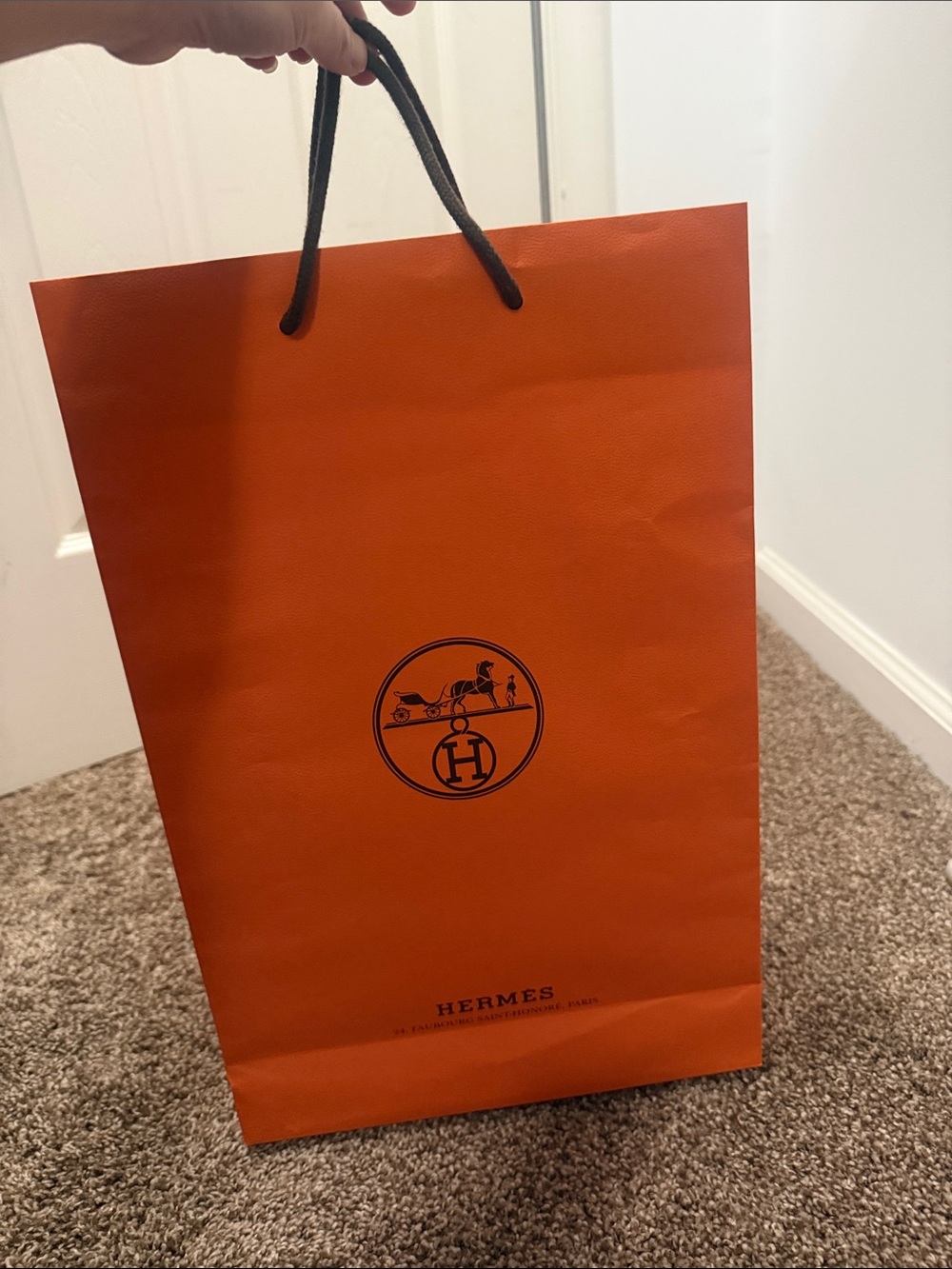 Hermès Orange Logo Paper Gift Bag
